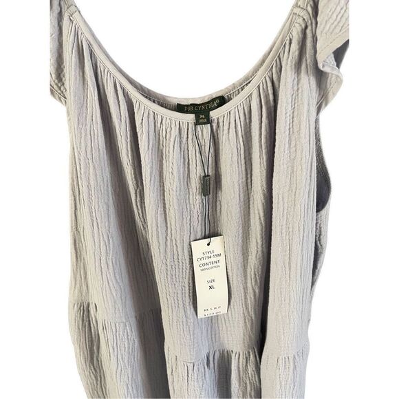 For Cynthia Womens Gray Cotton Tierred Off Shoulder Sheath Dress Size XL NWT - Picture 8 of 12